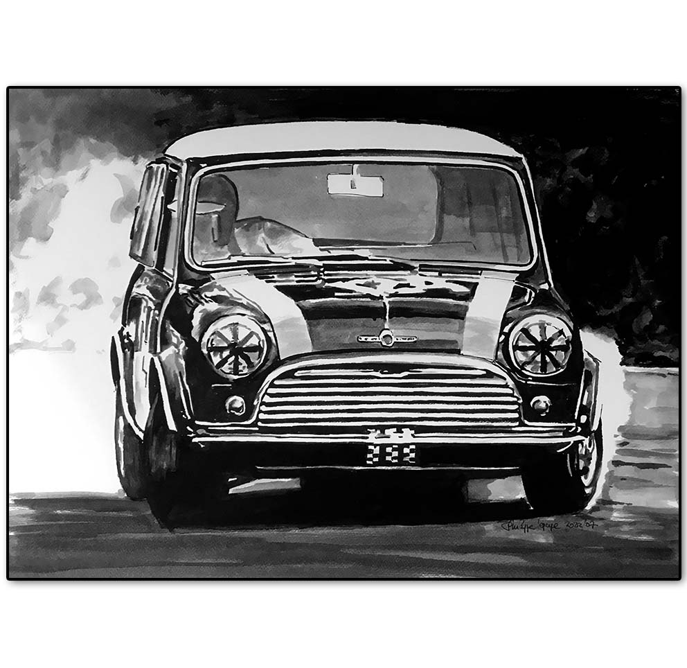 Austin-Mini-Cooper-freinage-philippe-lepape-illustration